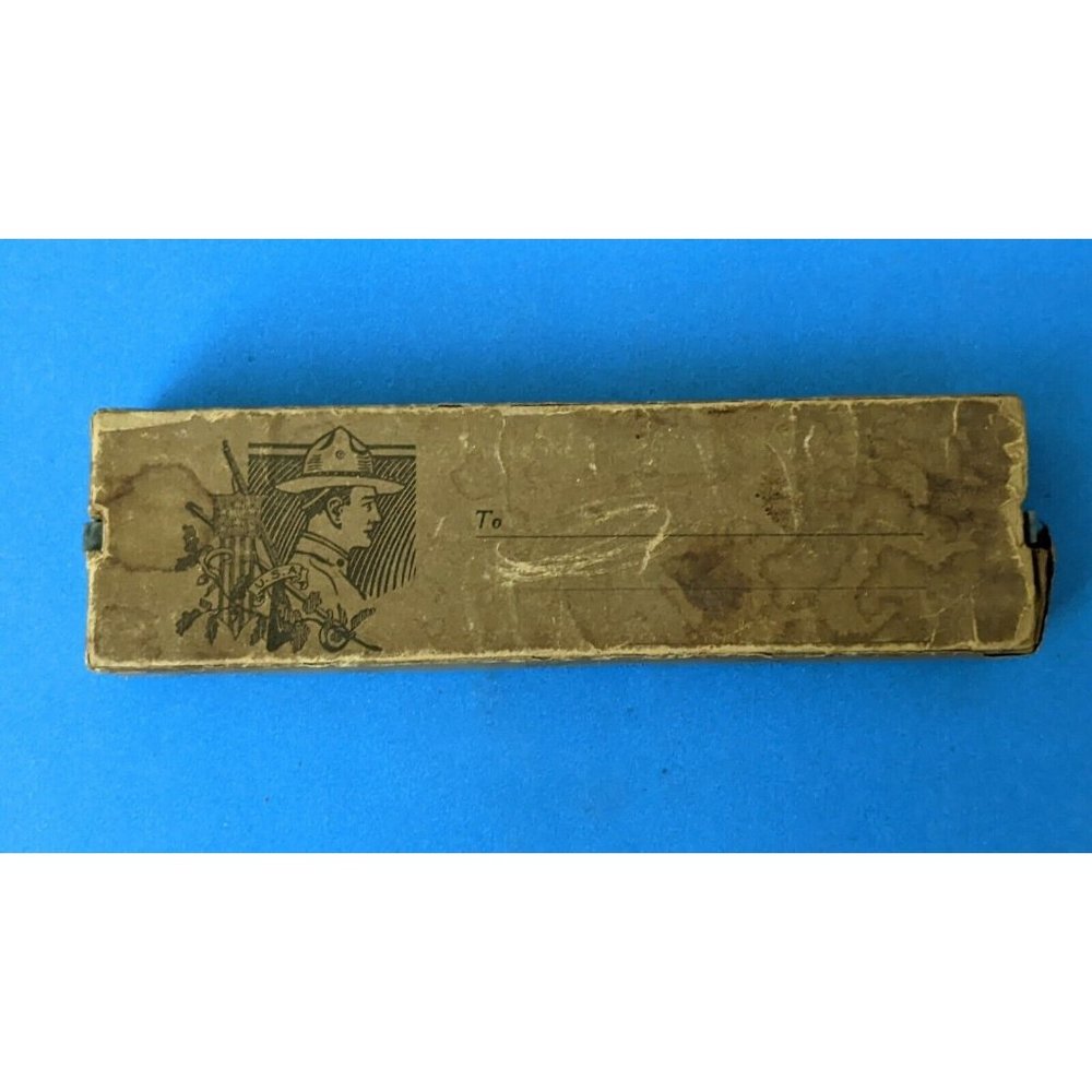 VINTAGE Pre- WWI Soldier Mason box attleboro falls,mass home front dated 1909 6"